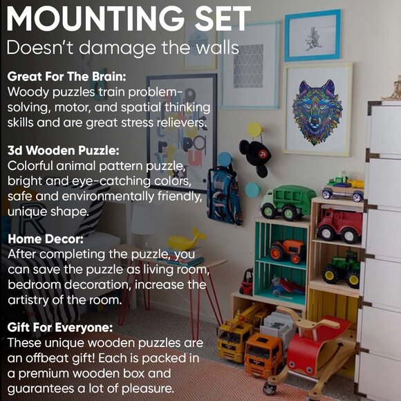 Suvira Animal Wooden Puzzle - Engaging, Educational, and Eco-Friendly Ware wolf - Picture 6 of 9